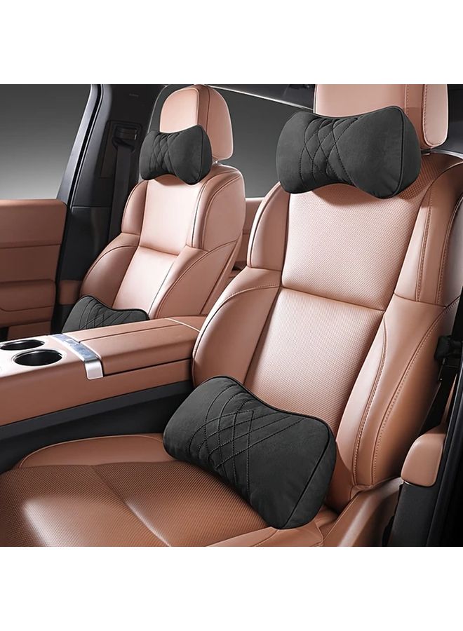 Chongqing Coffee Universal Car Headrest Pillows Rhombus Embossed PU Leather Ergonomic Neck Back Support - Image 4